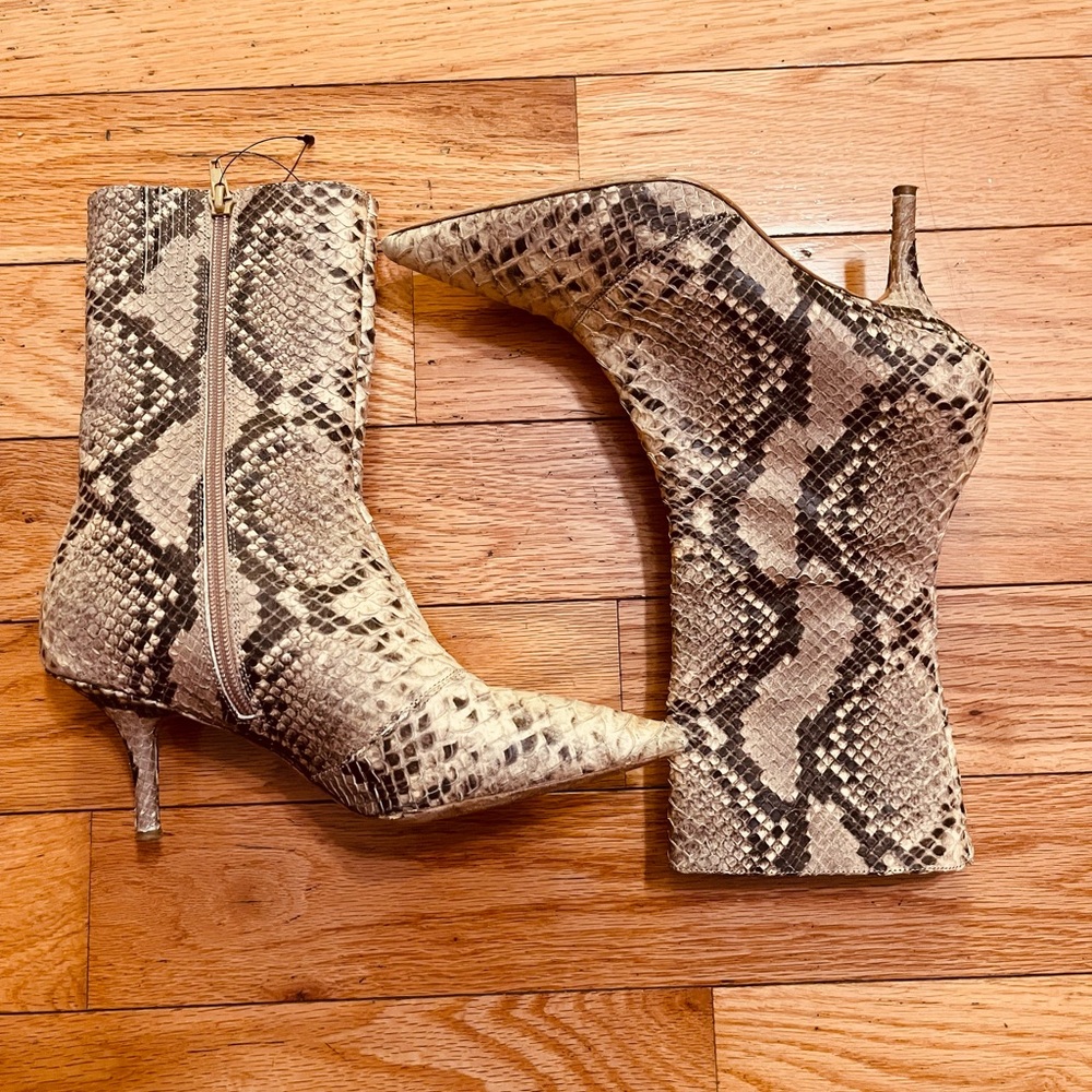 Yeezy Season 7 snakeskin kitten heel booties